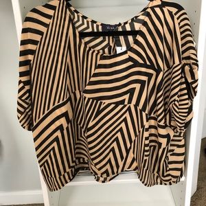 Brand new tan and black blouse